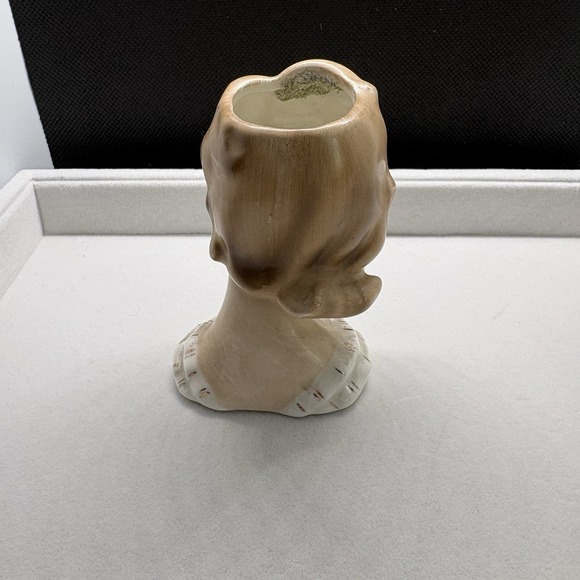 Vintage 1950s Lady Head Vase Napcoware Pearl Earrings Long Lashes c5937 - Picture 2 of 8